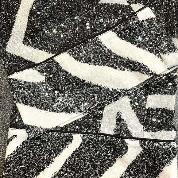 In The Mood For Love Johny Zebra Sequin Pants Black White Size S - Picture 6 of 9